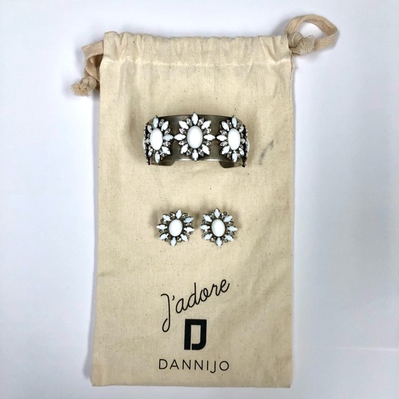 Dannijo Crystal/White Resin Stud Earrings & Cuff
